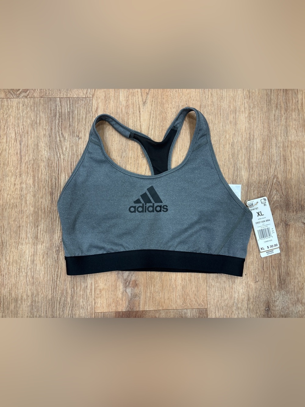 adidas Gray and Black Racerback Sports Bra